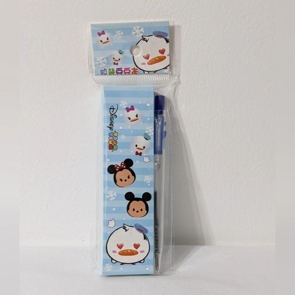 Disney Tsum Tsum Blue Mini Memo Pad With Mini Writing Pen, NEW